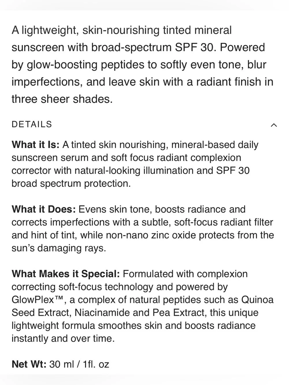 RMS Radiance Serum Broad Spectrum SPF 30 in Light Aura